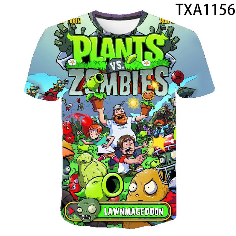 Áo Thun In Hình Plants vs Zombies 3D Thời Trang Mùa Hè 2022 Cho Bé Trai