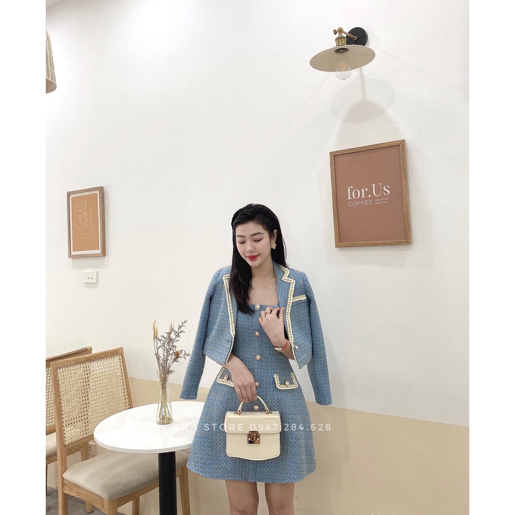 Set váy áo dạ Tweet cao cấp sang chảnh tiểu thư Ara S17 | BigBuy360 - bigbuy360.vn