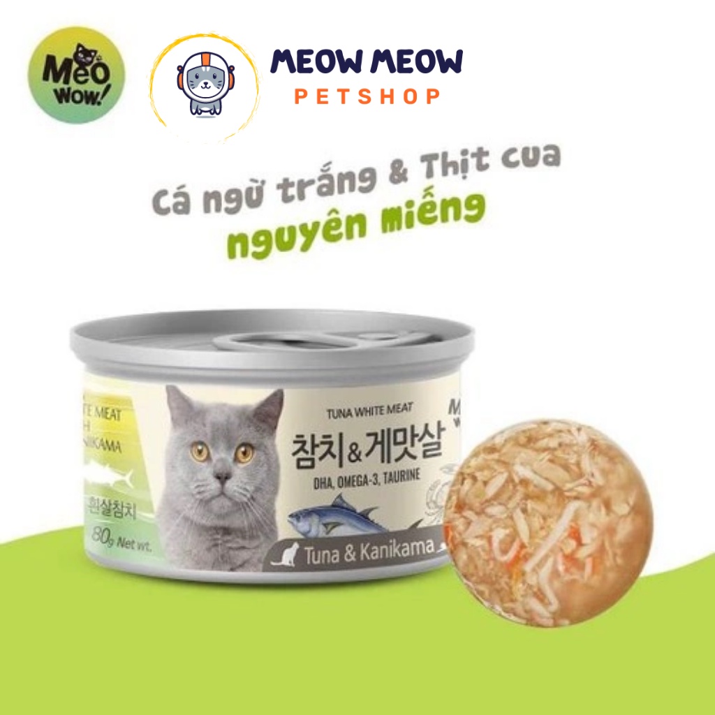 Pate cho mèo Meowow Tuna cá ngừ trắng nguyên miếng | Lon 80g | Pate dinh dưỡng cho mèo.