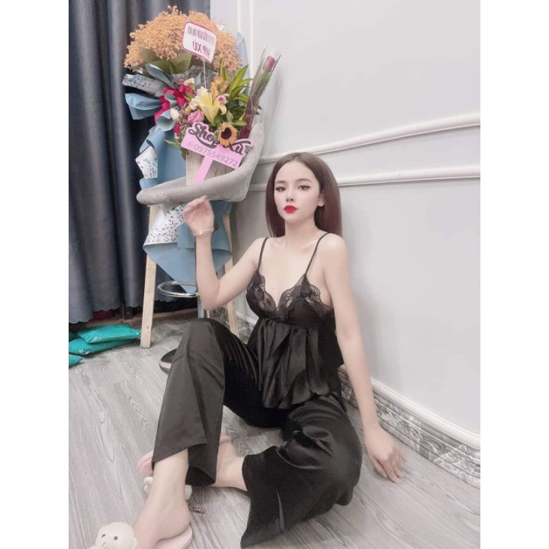 Đồ ngủ sexy ❣️❣️FREE SHIP❣️❣️ Bộ dài cột dây có mút <65kg | BigBuy360 - bigbuy360.vn