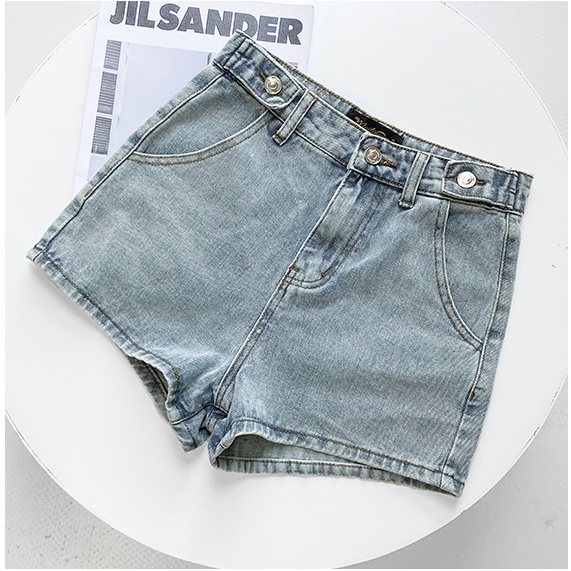 Quần Short Denim Lưng Cao Ống Rộng Thiết Kế Mới Năng Động Thời Trang Dành Cho Mùa Hè