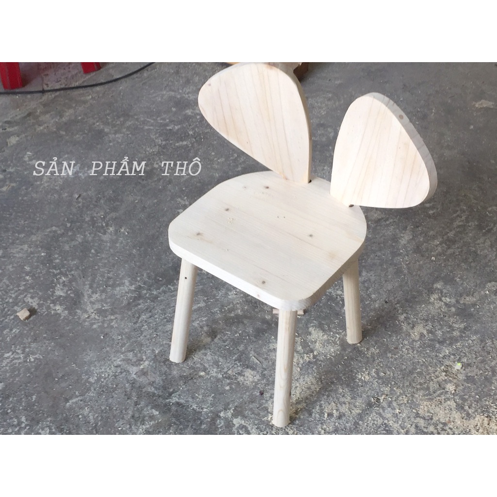 Ghế thỏ cho bé - bàn ghế cho trẻ mẫu giáo - gỗ thông decor - 30*30*50cm - QTshop - hàng thiết kế.
