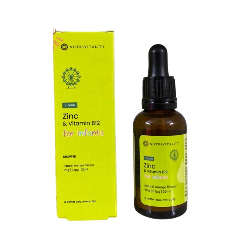 Bổ sung Kẽm dạng nước Zinc & vitamin B12 Nutrivitality UK 30ml