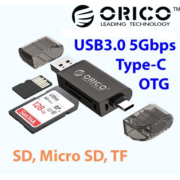Đầu đọc thẻ nhớ USB3.0 type-A và type-C OTG Orico AA-CDR02 PK41
