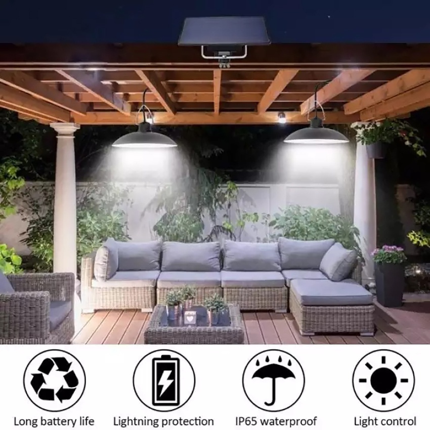 Vimite Bóng Đèn LED Năng Lượng Mặt Trời Hai Đầu Chống Thấm Nước Treo Trần Nhà-Bóng đèn LED treo trong nhà sử dụng năng lượng mặt trời