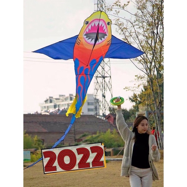 ▥℡☏ COMBO 1 TẶNG - Diều CÁ MẬP 2022 + tay cầm thả lớn 150 Mét dây ẢNH THẬT