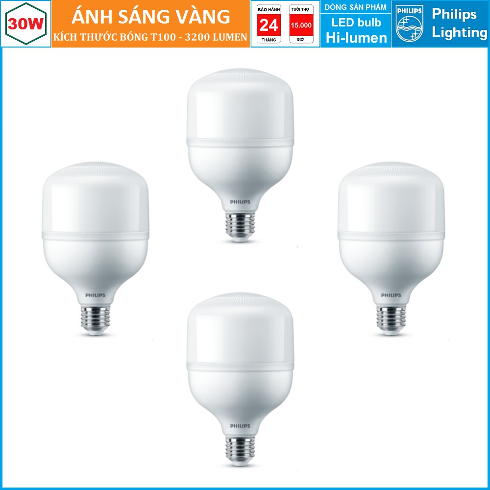 ( BỘ 4 ) BÓNG ĐÈN LED BULB PHILIPS 30W HI-LUMEN TFORCE CORE HB MV ND E27 GEN3 ( THAY THẾ BÓNG COMPACT CÔNG SUẤT CAO )