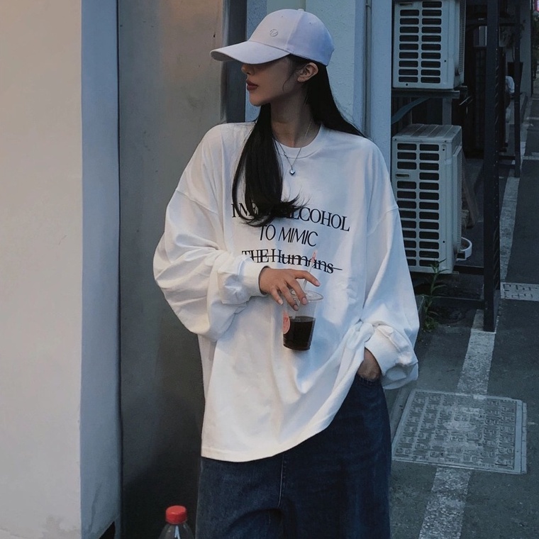 【ZHELIHANGFEI】Áo Thun Cotton Tay Dài Thiết Kế Đơn Giản Trẻ Trung Hợp Thời Trang