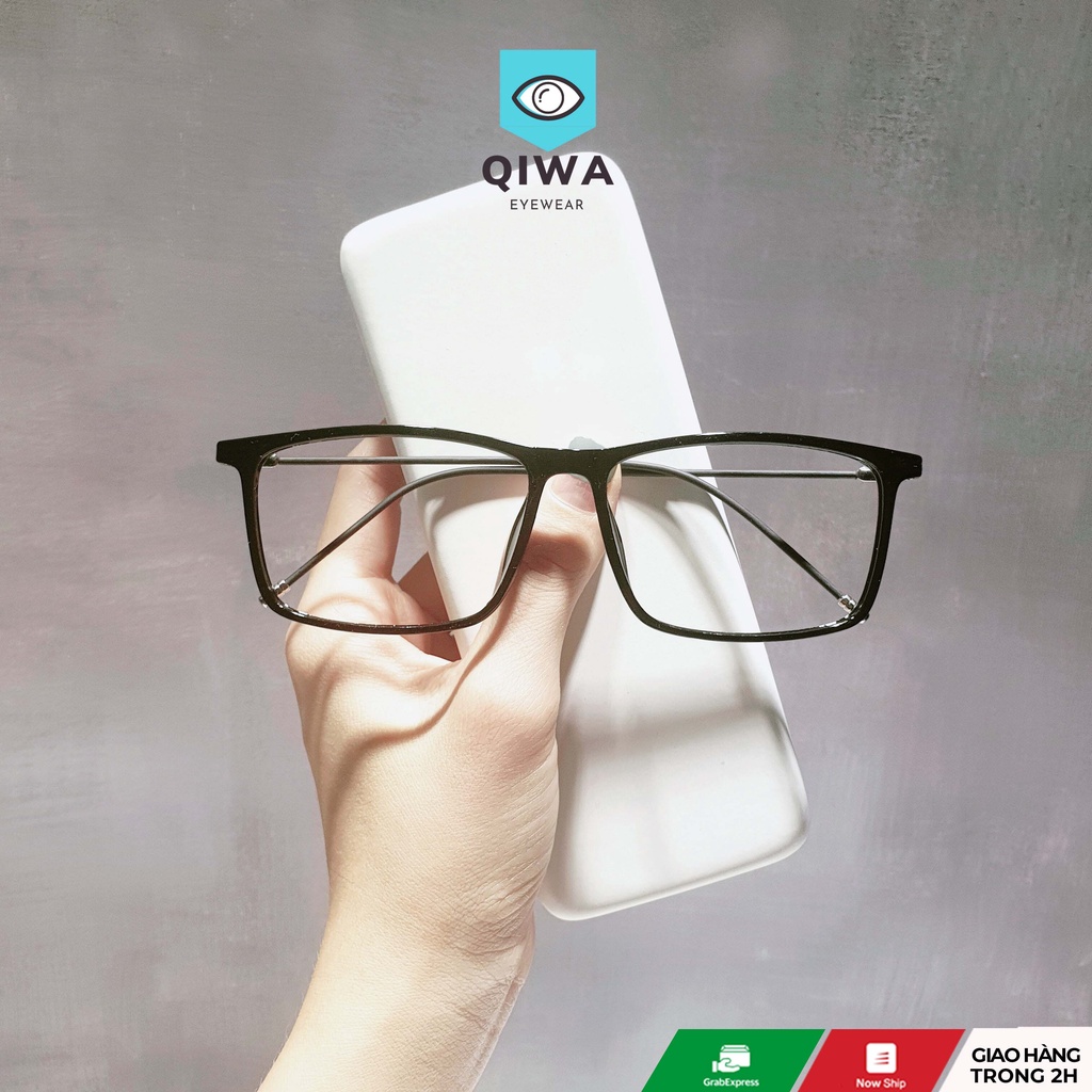Gọng kính cận nam nữ mắt vuông gọng nhựa dẻo đơn giản nhẹ nhàng, kính mắt Qiwa Eyewear - 8095