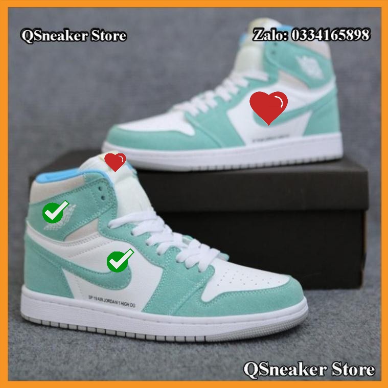 Giày Sneaker Jordan 1 Retro  High Turbo Green Cao cổ  High Xanh Ngọc Full Box Freeship