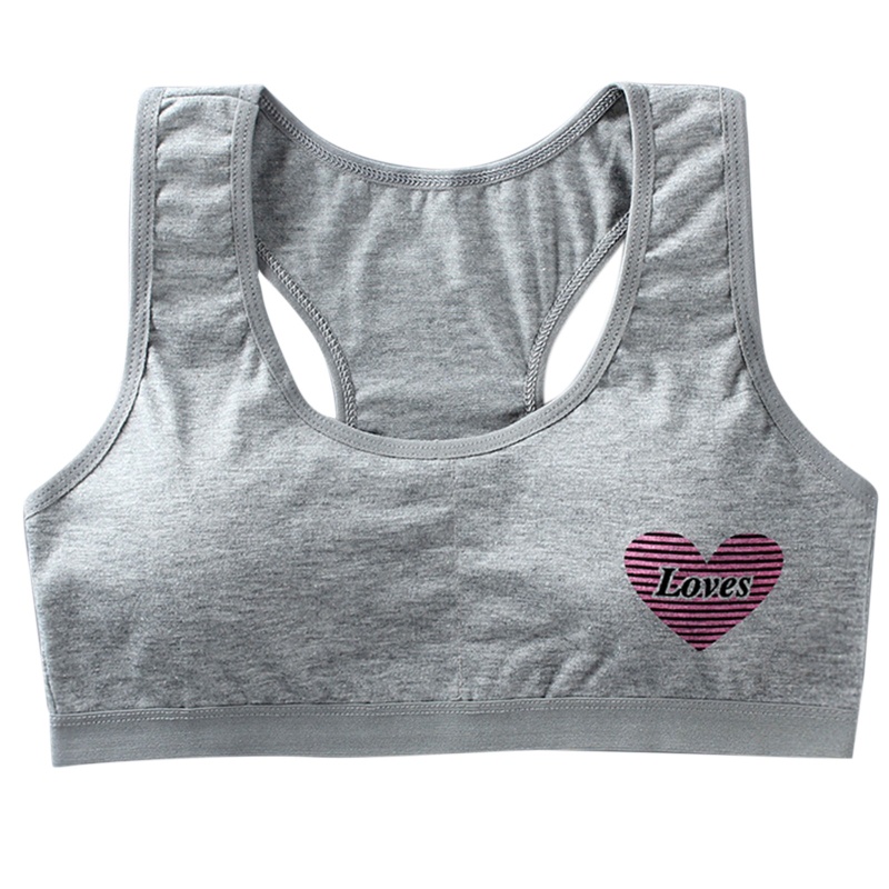 Youyo Áo lót vải cotton Kẻ Sọc In Hình Trái Tim Có Đệm Ngực Cho Nữ Tuổi Teen