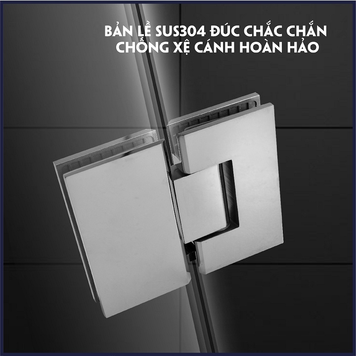 Bộ phụ kiện vách tắm kính kết cấu 180 độ chất liệu inox 304 mặt gương HIWIN