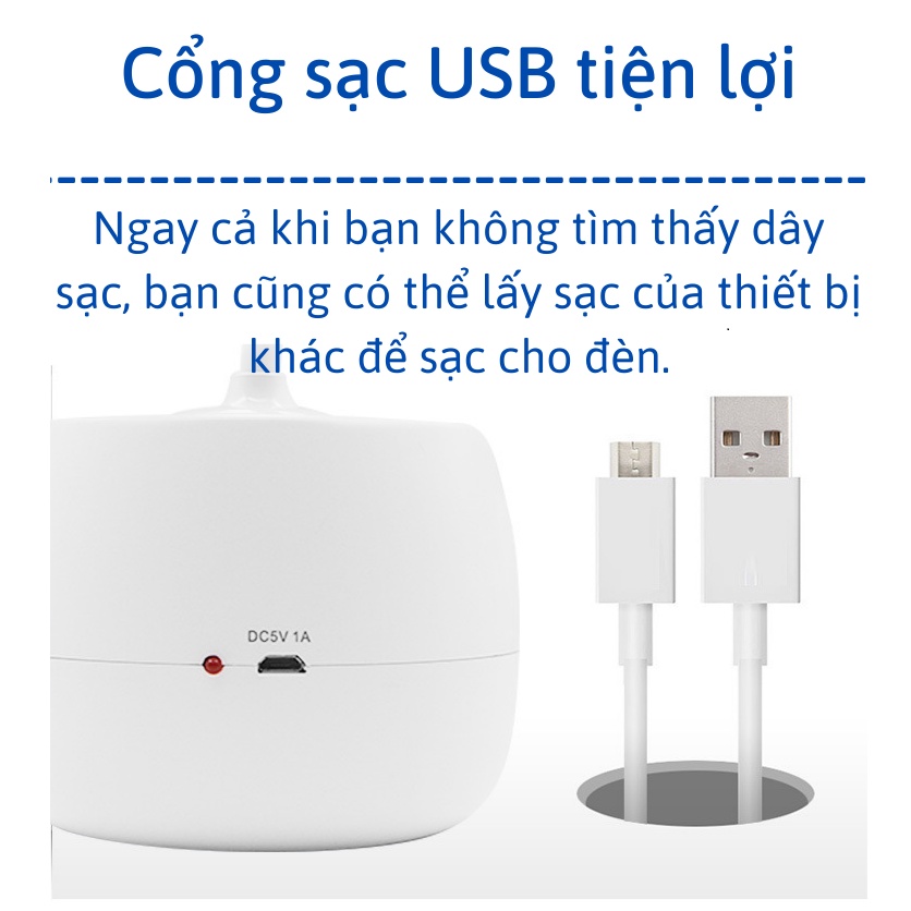 Đèn Bàn LED, Đèn Học Tích Điện USB An Toàn CHo Mắt Decor Đèn Ngủ