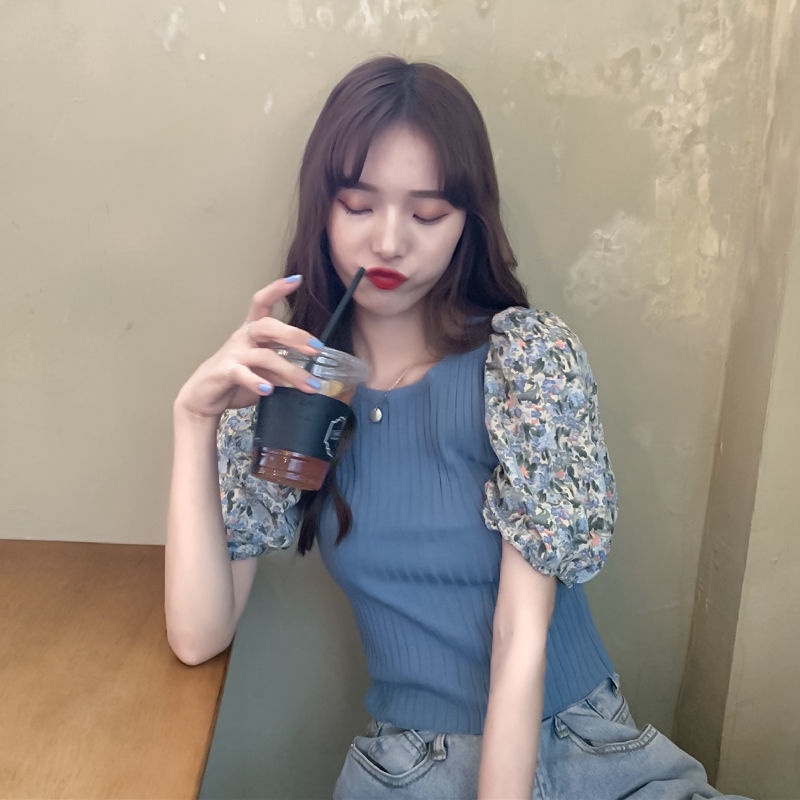 Áo Thun Nữ Ngắn Tay Cổ Tròn Phối Ca Rô Thời Trang