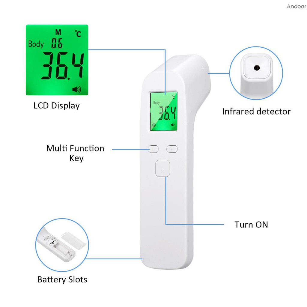 Non-contact IR Infrared Sensor Forehead Body/ Object Thermometer Temperature Measurement LCD Digital Display Handhold Design Unit Changeable Batterys Powered Operated Portable for Baby Kids Adults