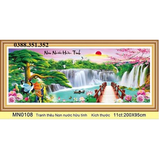 Tranh thêu chữ thập Non nước hữu tình 200*95cm