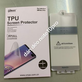 Dán Dẻo Tpu note 10/note 10 pro Full Màn Chống Vân Tay chống vỡ.