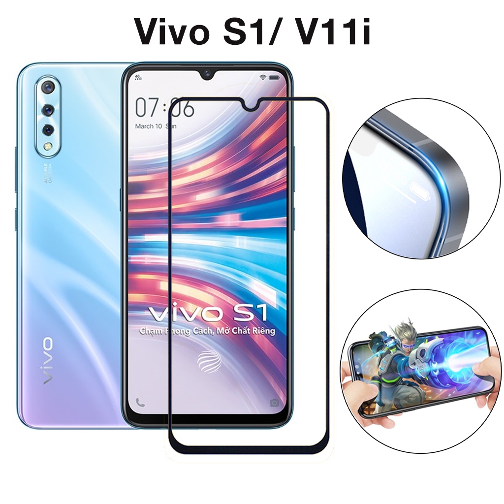 Kính Cường Lực Vivo V11i S1 full màn cao cấp chống trầy xước màn tặng kèm khăn lau màn hình Kính [9D]