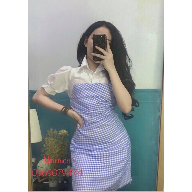 ĐẦM CARO NHÍ PHỐI TRẮNG - CỔ XOẮN - KÈM HÌNH THẬT | BigBuy360 - bigbuy360.vn