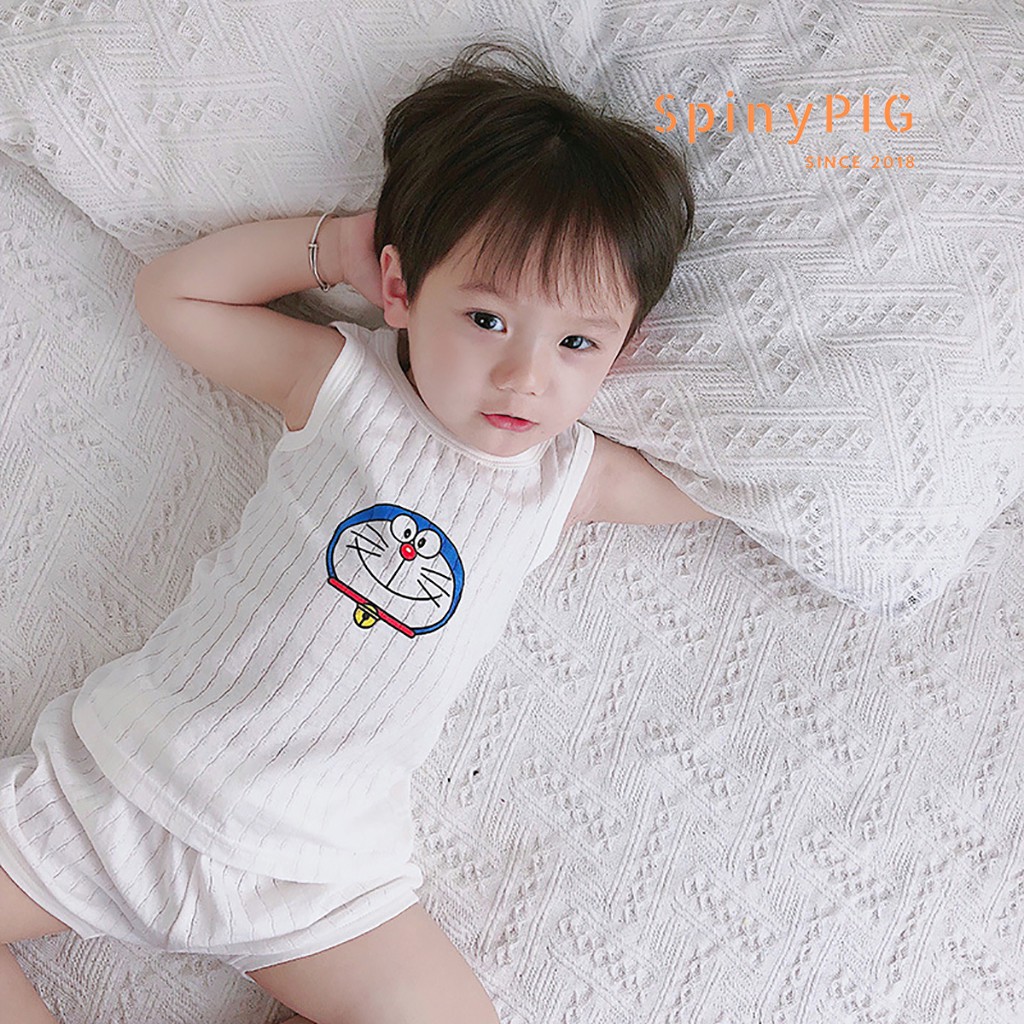 Bộ quần áo ba lỗ mặc ở nhà cho bé 0-4 tuổi 100% cotton thoáng mát