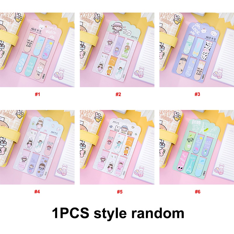 Bộ 6 Kẹp Giấy Hai Mặt Từ Tính Họa Tiết Hoạt Hình Dễ Thương Sáng Tạo