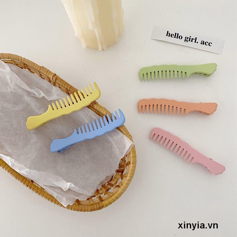 Kẹp tóc hình chiếc lược màu sắc ngọt ngào dễ thương phong cách Hàn Quốc dành cho nữ