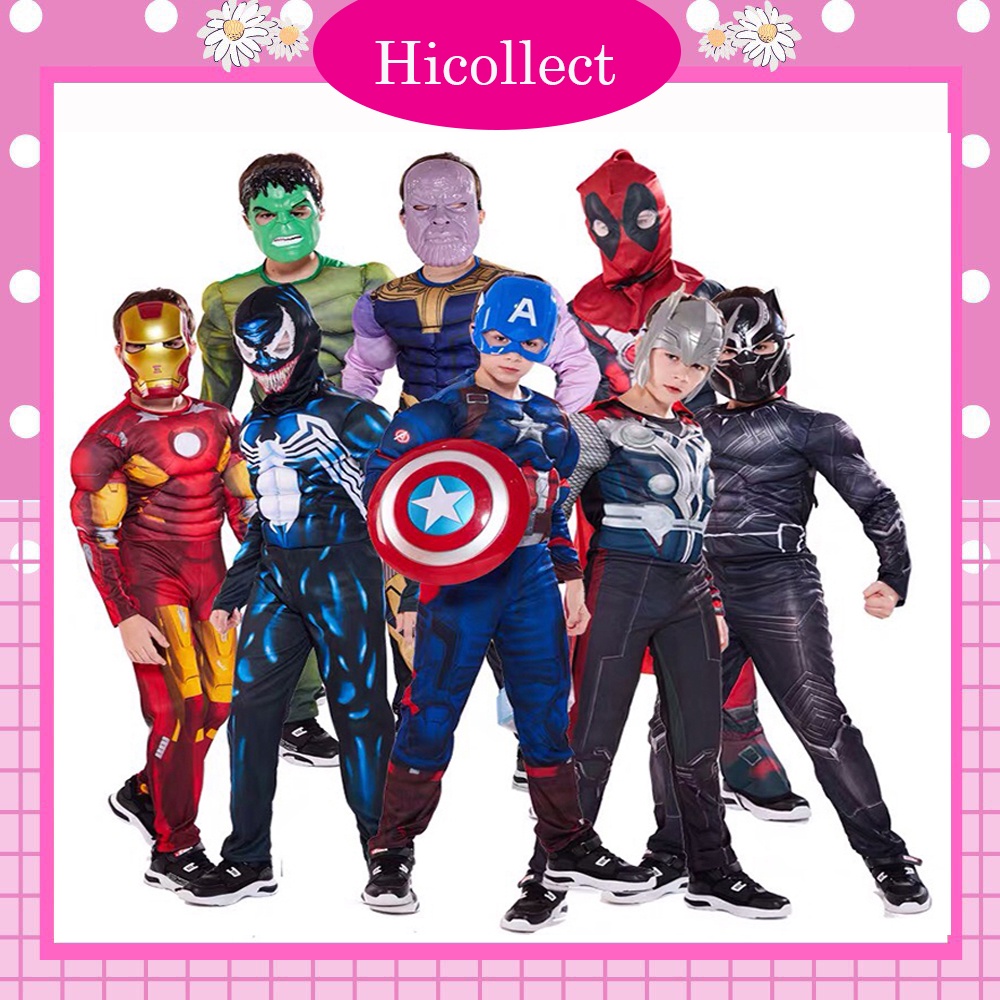 Bộ Quần Áo Hóa Trang Halloween Cosplay Captain America, Ironman, Hulk Cho Bé - Trang phục Halloween Trẻ Em Siêu Ngầu