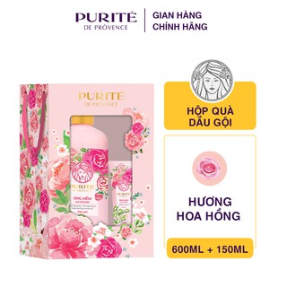  Hộp Quà Purité Dầu Gội Hoa Hồng 600ml + Dầu Xả Hoa Hồng 150ml
