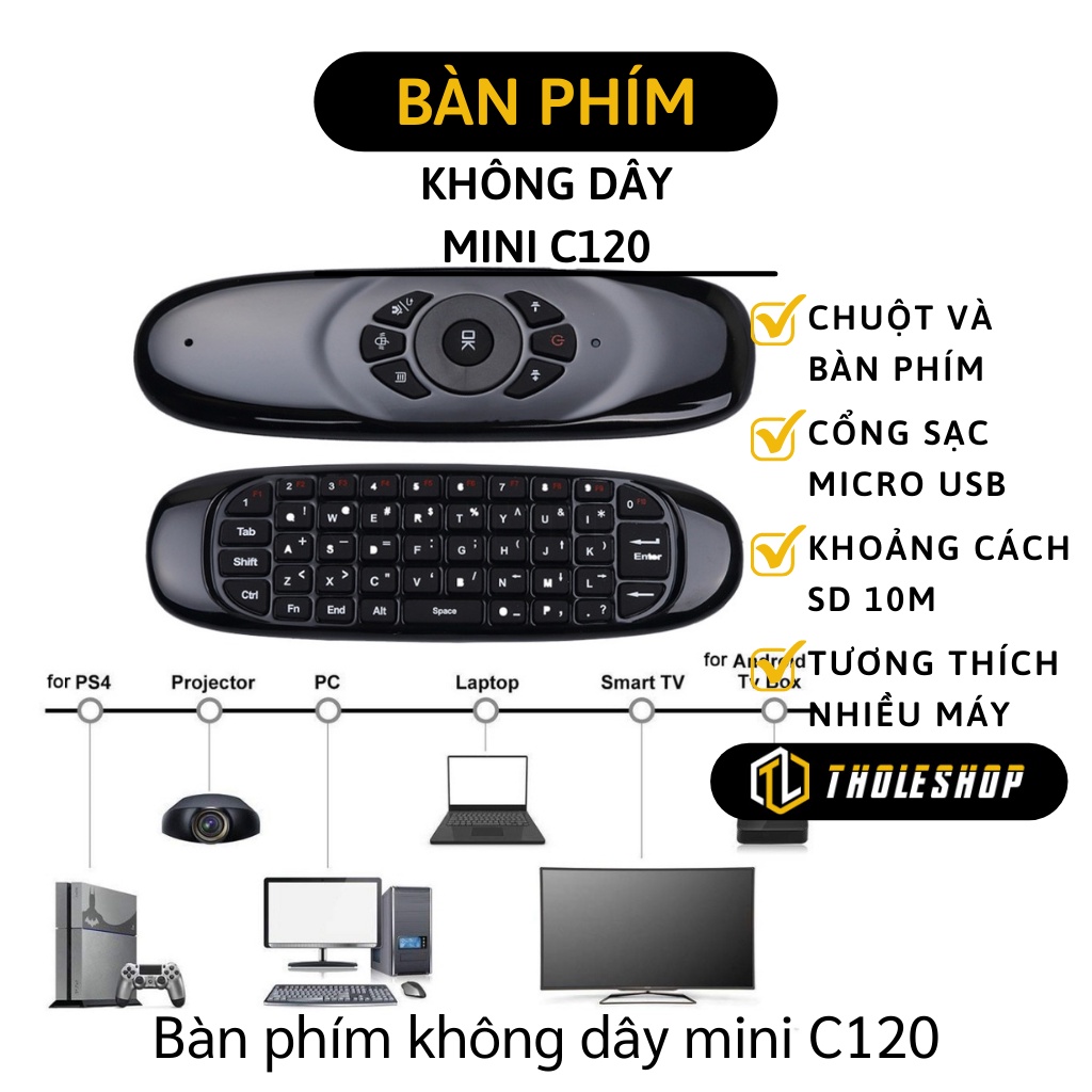 Bàn Phím Mini Kiêm Chuột Bay - Điều Khiển Từ Xa Không Dây C120 Cho Androi TV Box 6216