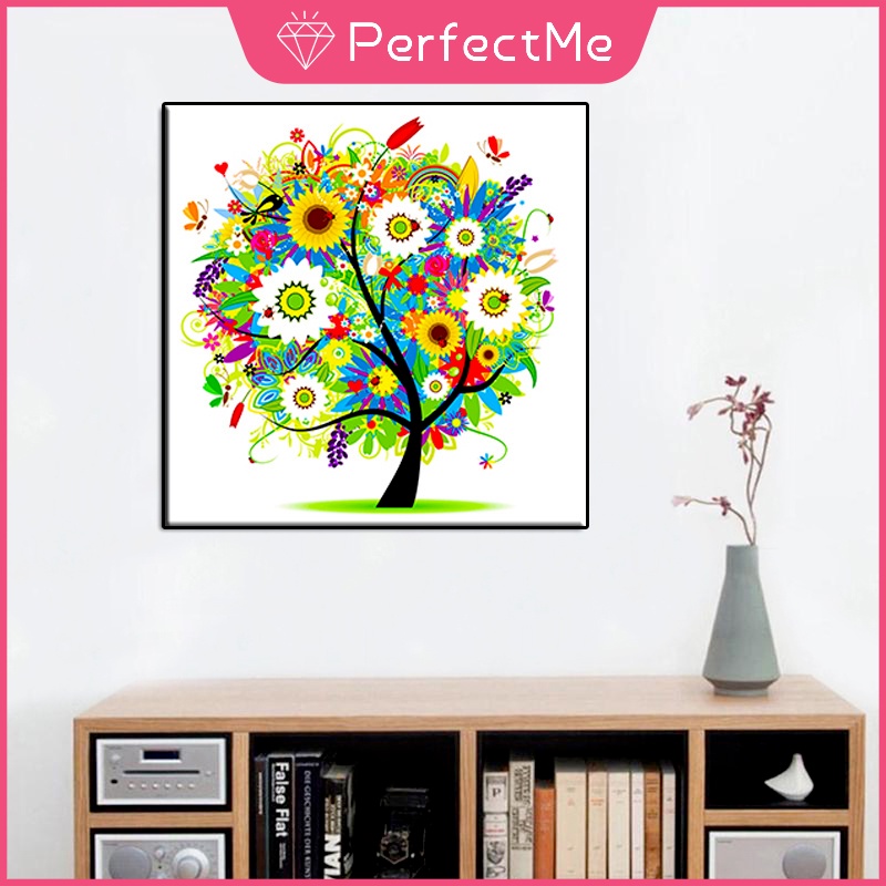 Bộ tranh đính đá 5D tự làm hình cây bốn mùa 30X40cm
