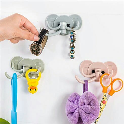 Bộ 3 chiếc móc dính tường hình chú voi - móc dán tường treo đồ đa năng ( màu ngẫu nhiên )