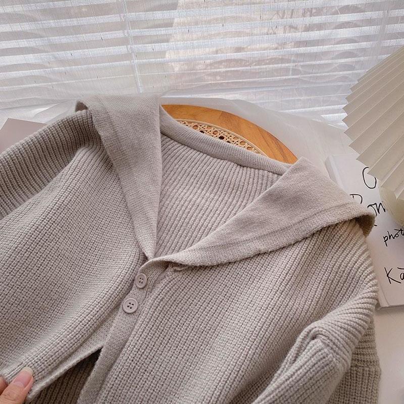 Áo khoác nữ hoodie dệt kim len khoác cardigan tay dài cổ hải quân phong cách hàn quốc thời trang mùa thu hàng mới dành cho bạn nữ