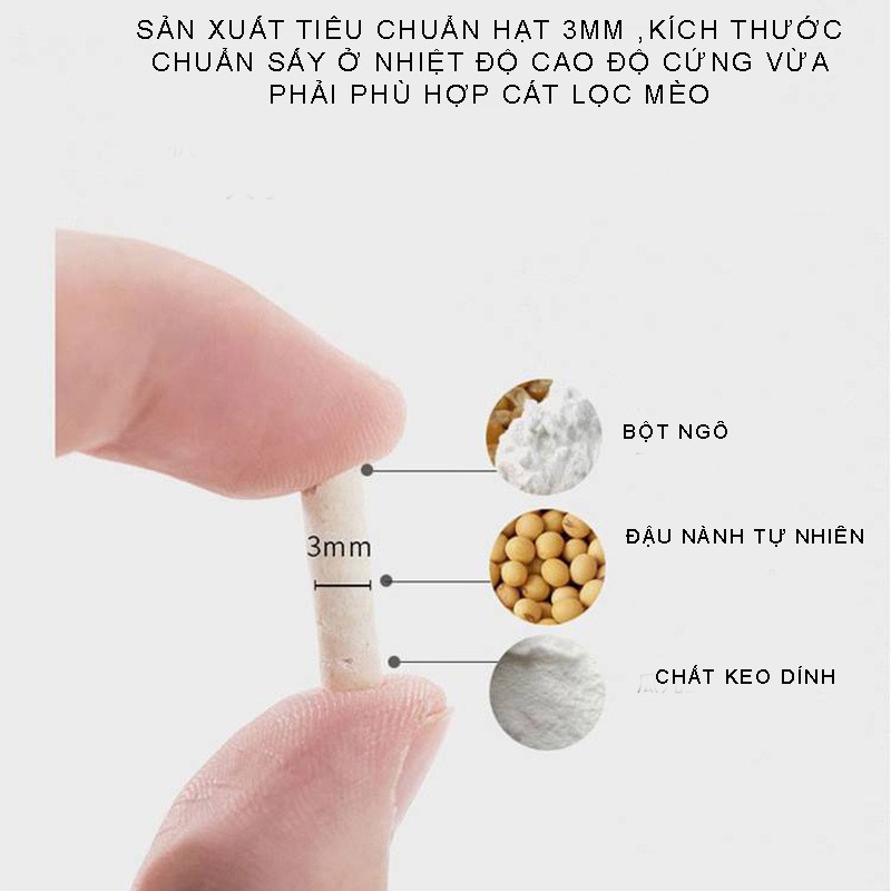 Cát vệ sinh mèo đậu nành 6L mùi Trà xanh , than hoạt tính khử mùi vệ sinh hiệu quả- 2.2kg