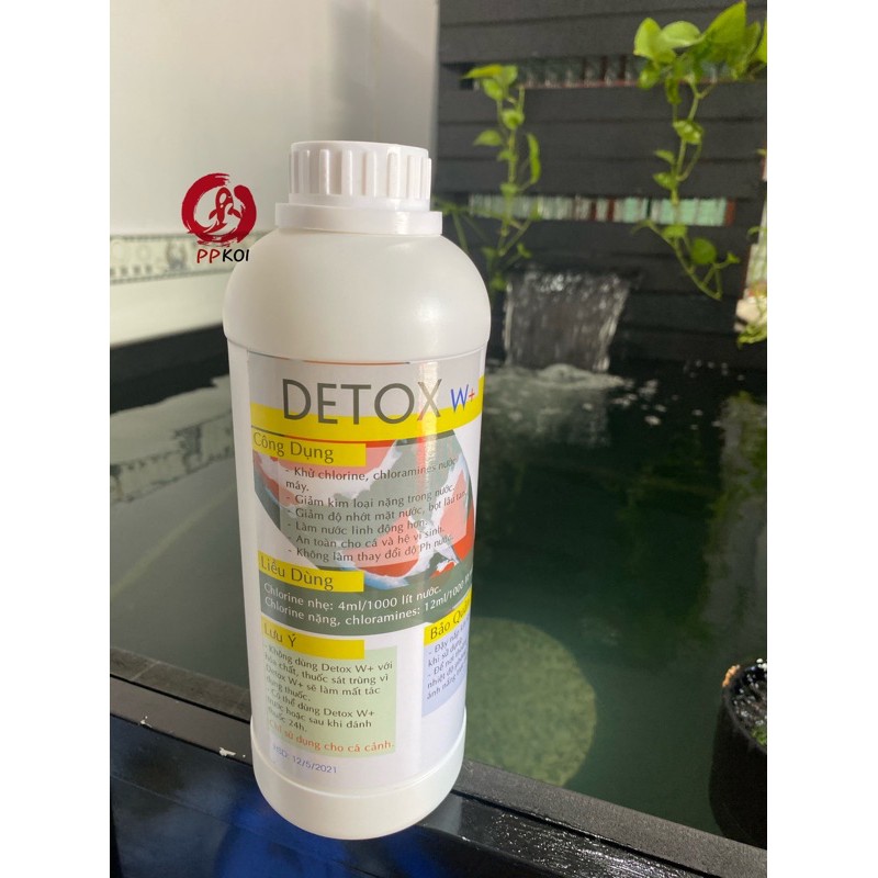 Dung dịch khử clo trong nước máy, giảm kim loại nặng trong nước giếng Detox w chai 1 lít