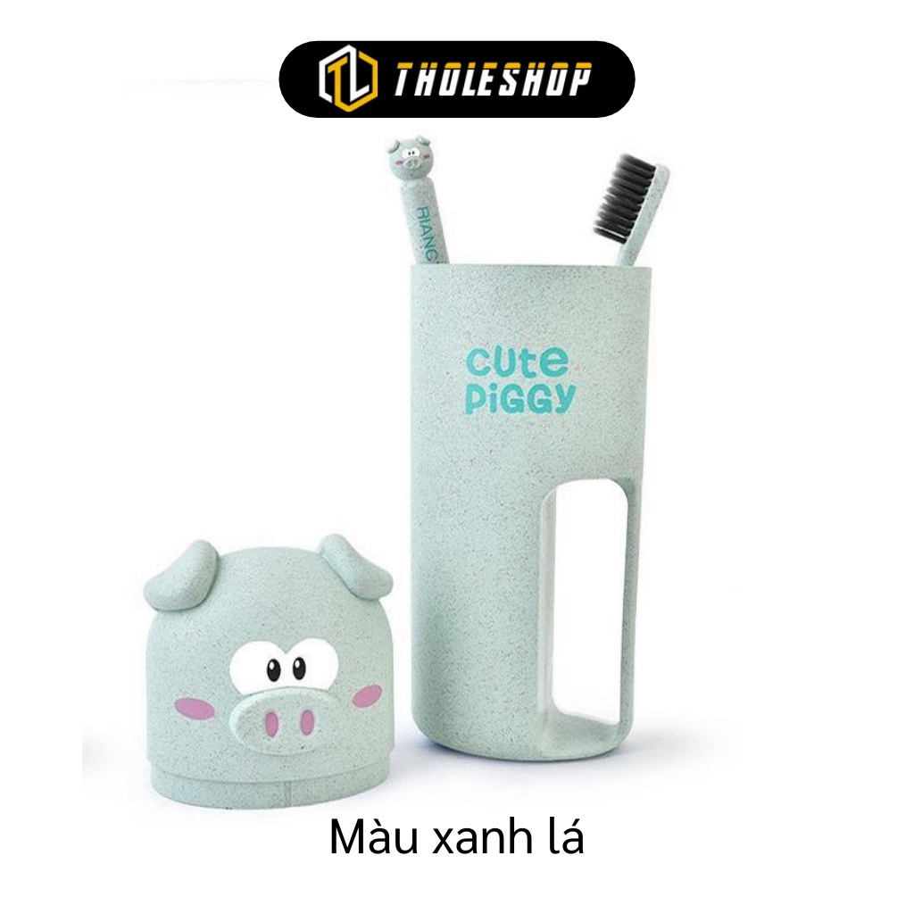 [SGD] Hộp Đựng Bàn Chải Du Lịch - Lọ Bảo Quản Kem Đánh Răng Kèm 2 Bàn Chải Hình Heo Piggy 8356