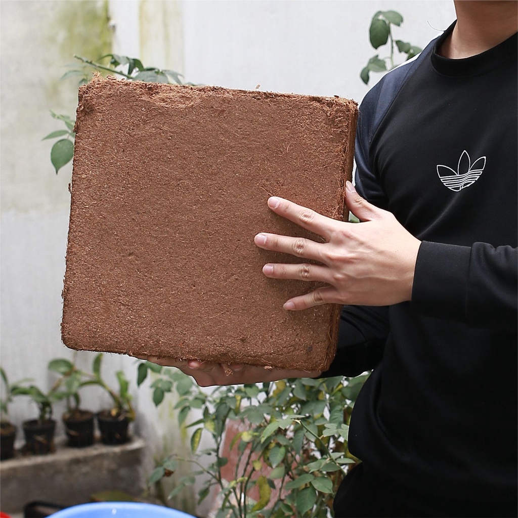 Đất nén mụn sơ dừa hữu cơ dùng trộn đất trồng cây, hoặc trồng trực tiếp rau, hoa, cây cảnh,...khối lượng 5kg