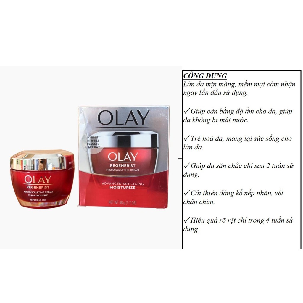 Kem dưỡng ẩm chống lão hóa Olay Regenerist Micro-Sculpting Cream Face Moisturizer 48g