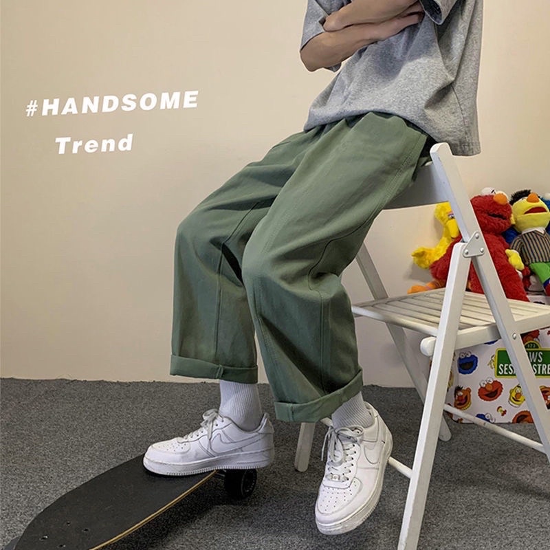 QUẦN KAKI ỐNG RỘNG 2MÀU -DÁNG SUÔNG PHONG CÁCH HÀN QUỐC-THỜI TRANG UNISEX-có size Nam Nữ dể phối đồ màu rêu,trắng