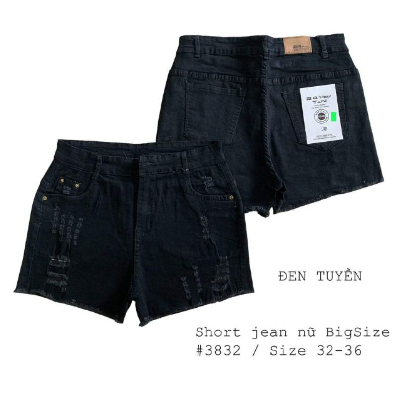 Short jean đen rách lưng cao bigsize 60_85kg