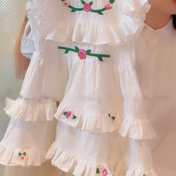 Đầm Dài Dáng Chữ A Thêu Họa Tiết Phong Cách Hàn Quốc Thời Trang Mùa Hè Xinh Xắn Cho Bé Gái