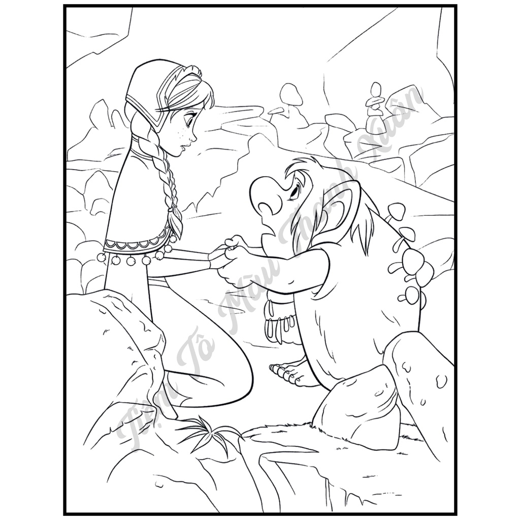 Set 25 Tờ Tranh Tô Màu Elsa Anna Cho Bé Tô Màu Sáp, Màu Chì - Tiệm Tô Màu Thanh Xuân