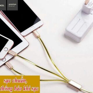 Cáp sạc 3 đầu Hoco Rapid Charging ( 2 cổng Lightning - 1 Micro USB)