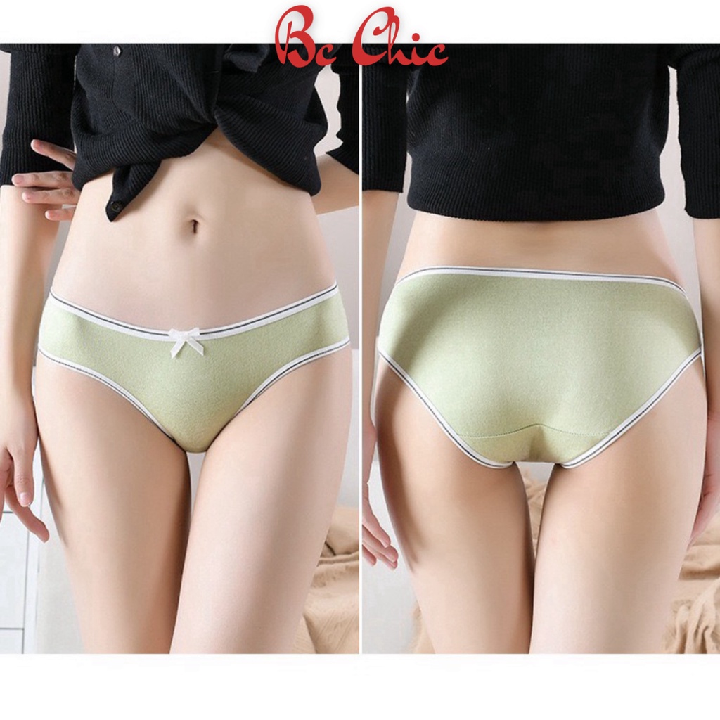 Quần Lót Nữ ,Quần Lót Nữ Cotton 100% kháng khuẩn thoáng mát viền kẻ màu MÃ Q125 BC_CHIC LINGERIE