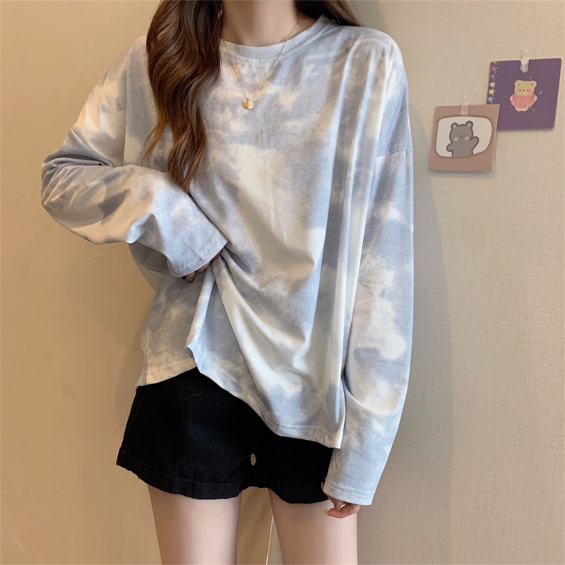 SUXI Áo Thun Nữ Cổ Tròn Dài Tay Kiểu Hàn Quốc Thích Hợp Cho Mùa Thu