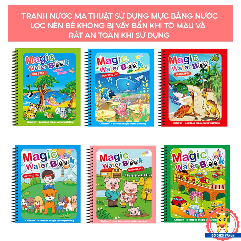 Đồ chơi tranh tô màu bút nước ma thuật cho bé, tranh nước tự xóa thần kỳ giúp trẻ phát triển kỹ năng, trí tuệ