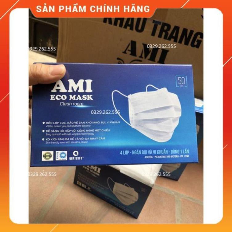 (Màu trắng) Hộp khẩu trang Ami màu trắng 4 lớp 50 cái | BigBuy360 - bigbuy360.vn