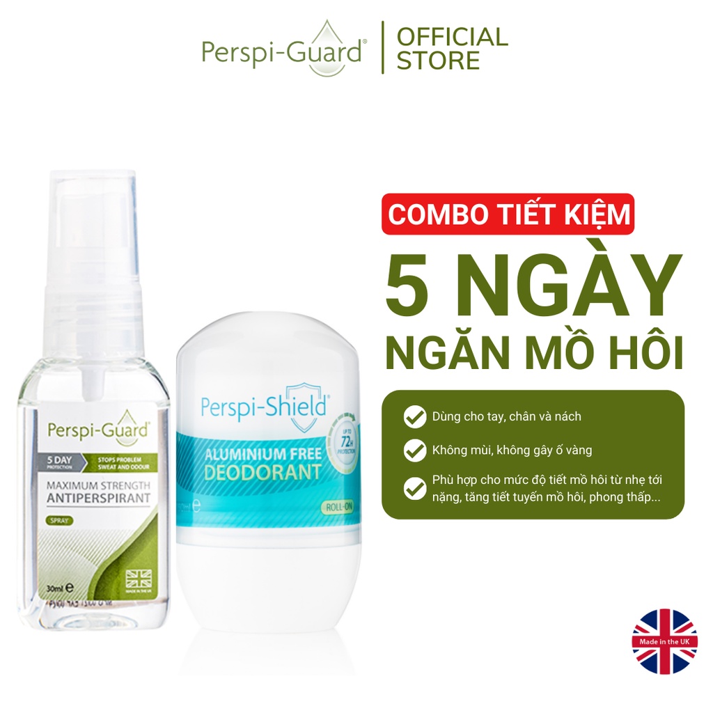 Combo xịt khử mùi Perspi-Guard 30ml + Lăn khử mùi Perspi-Shield 50ml