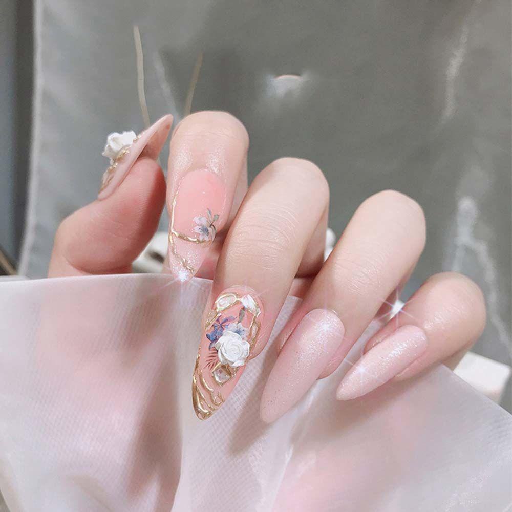 Phụ Kiện Trang Trí Móng Tay Hình Hoa Trà Đính Đá Lấp Lánh DIY