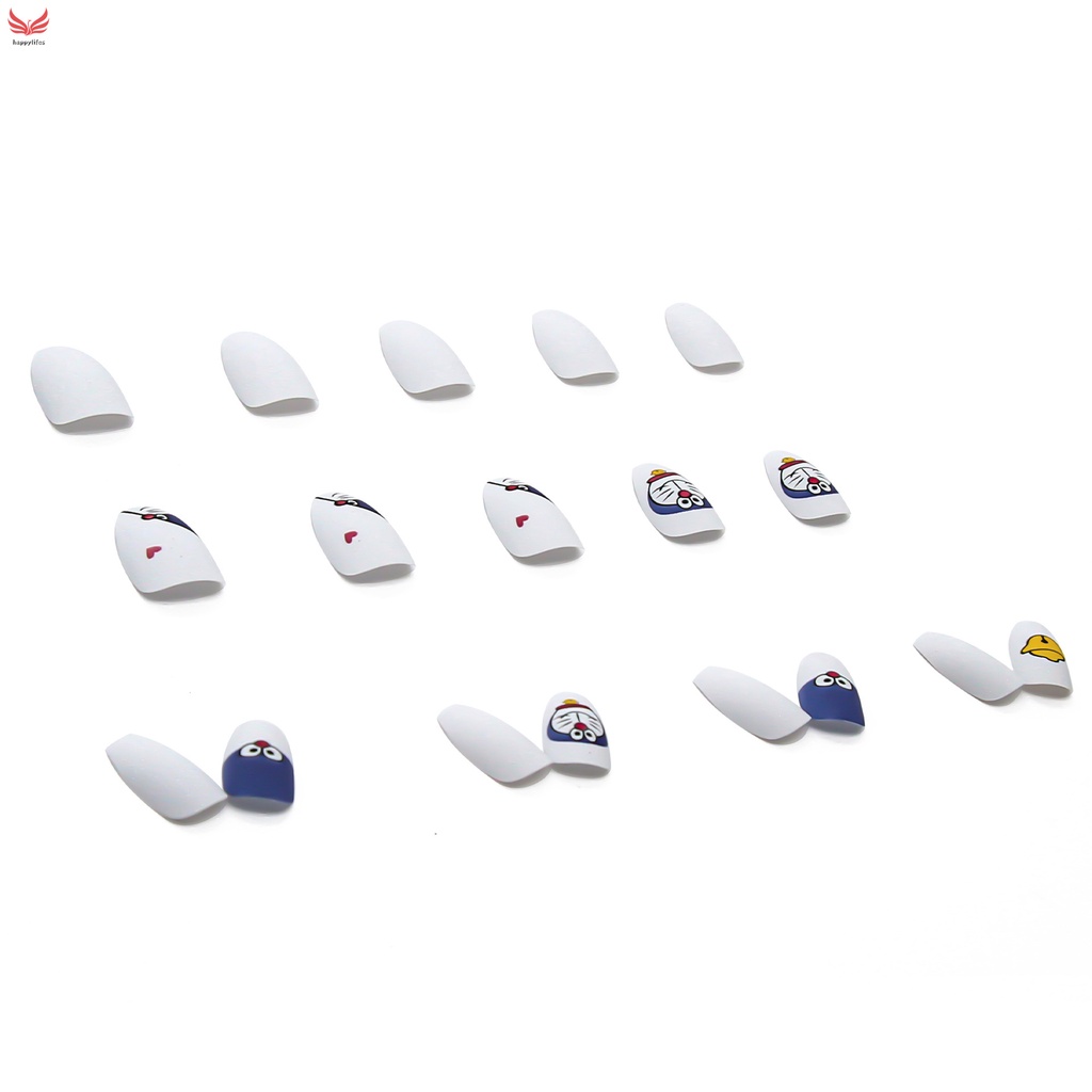 Set 24 Móng Tay Giả Họa Tiết Doraemon Dễ Thương Bắt Mắt