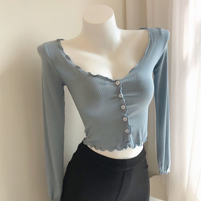 Áo cadigan thun gân dài tay mỏng KÈM ảnh shop chụp cận chất